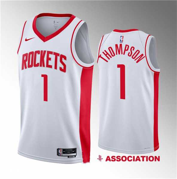 Mens Houston Rockets #1 Amen Thompson White 2023 Draft Association Edition Stitched Basketball Jersey->houston rockets->NBA Jersey